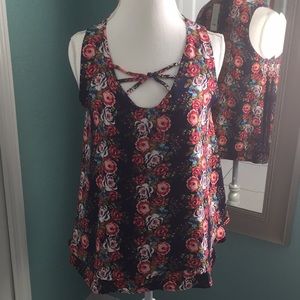 Francesca’s Blue Rain Floral Blouse